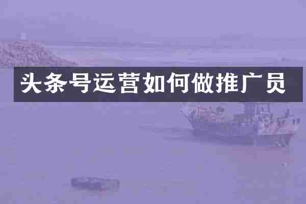 头条号运营如何做推广员