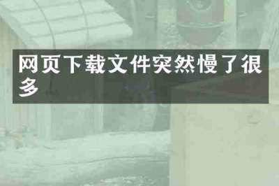 网页下载文件突然慢了很多