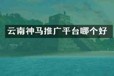 云南神马推广平台哪个好
