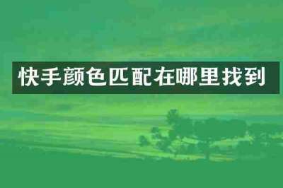 快手颜色匹配在哪里找到