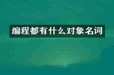 编程都有什么对象名词