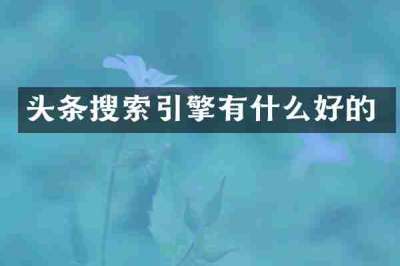 头条搜索引擎有什么好的