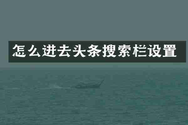 怎么进去头条搜索栏设置
