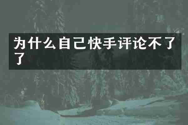 为什么自己快手评论不了了