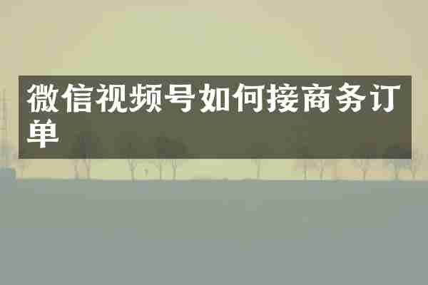 微信视频号如何接商务订单