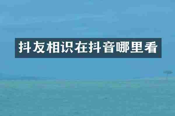 抖友相识在抖音哪里看