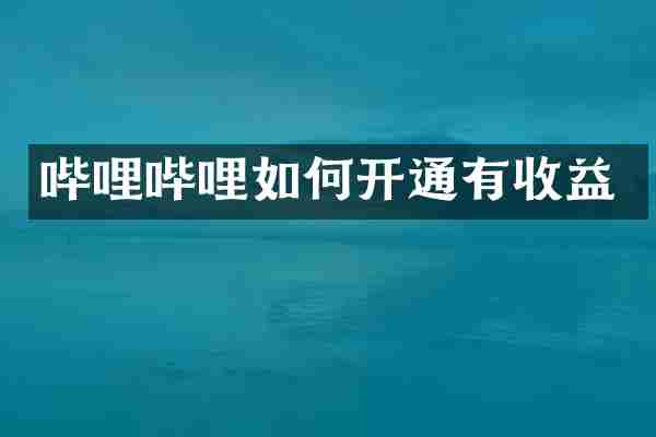 哔哩哔哩如何开通有收益