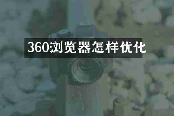 360浏览器怎样优化