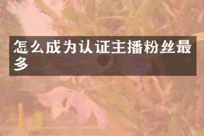怎么成为认证主播粉丝最多