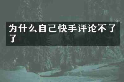 为什么自己快手评论不了了