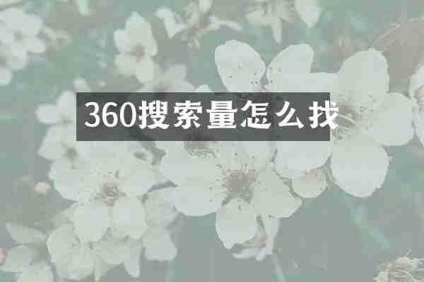 360搜索量怎么找