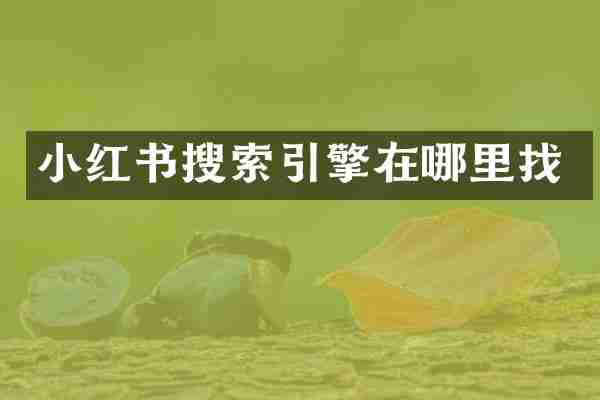 小红书搜索引擎在哪里找