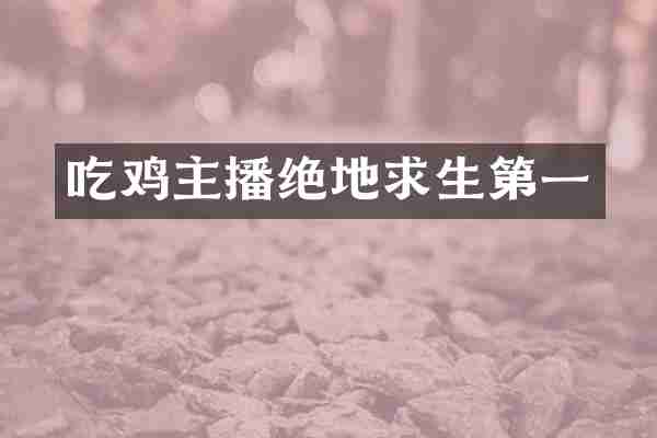 吃鸡主播绝地求生第一