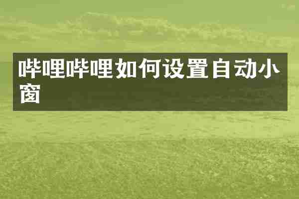 哔哩哔哩如何设置自动小窗