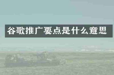 谷歌推广要点是什么意思