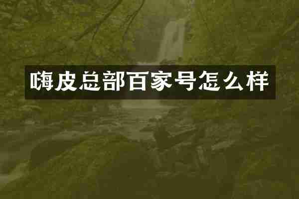 嗨皮总部百家号怎么样