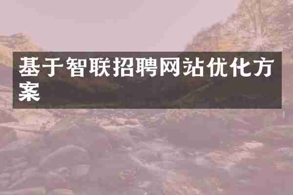 基于智联招聘网站优化方案