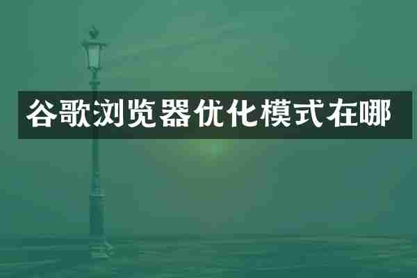 谷歌浏览器优化模式在哪