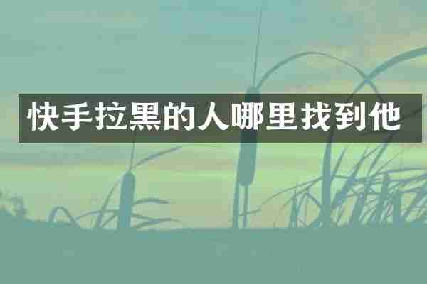 快手拉黑的人哪里找到他