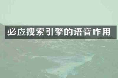 必应搜索引擎的语音咋用