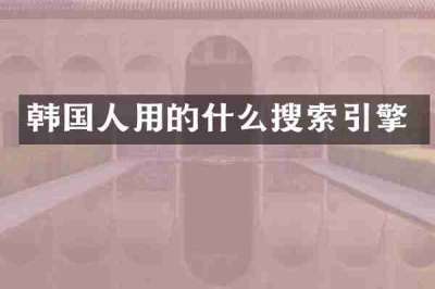 韩国人用的什么搜索引擎