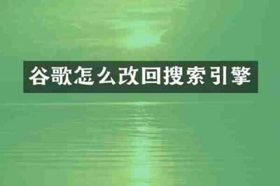 谷歌怎么改回搜索引擎