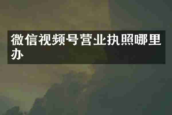 微信视频号营业执照哪里办