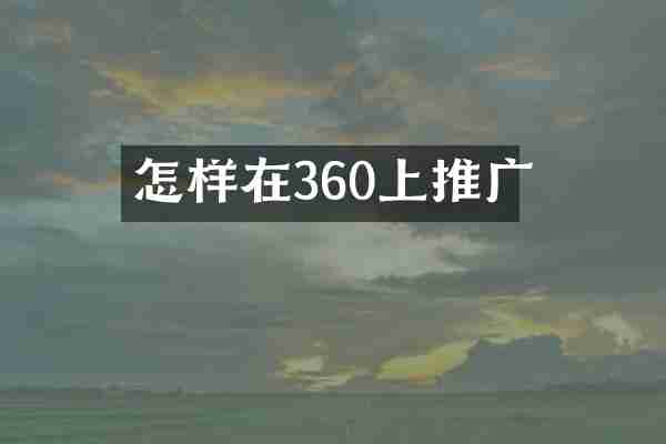 怎样在360上推广