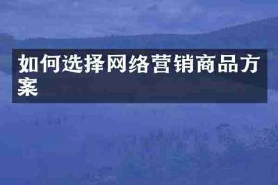 如何选择网络营销商品方案
