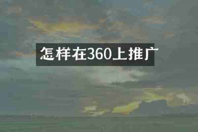 怎样在360上推广