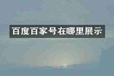 百度百家号在哪里展示