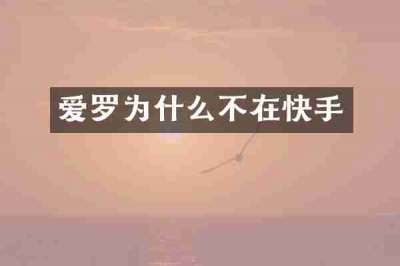 爱罗为什么不在快手
