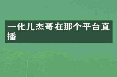 一化儿杰哥在那个平台直播