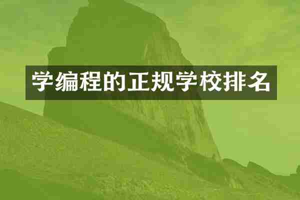 学编程的正规学校排名