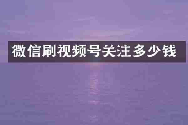 微信刷视频号关注多少钱