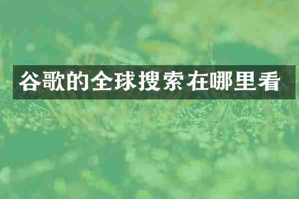 谷歌的全球搜索在哪里看