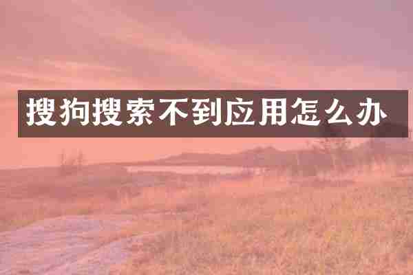 搜狗搜索不到应用怎么办