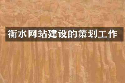 衡水网站建设的策划工作