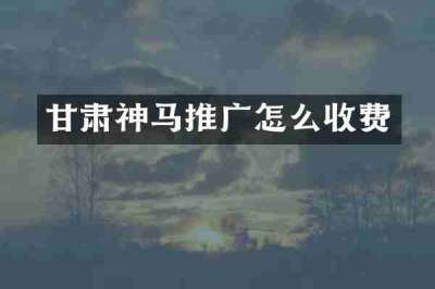 甘肃神马推广怎么收费
