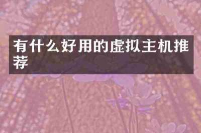 有什么好用的虚拟主机推荐