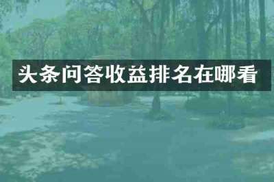 头条问答收益排名在哪看