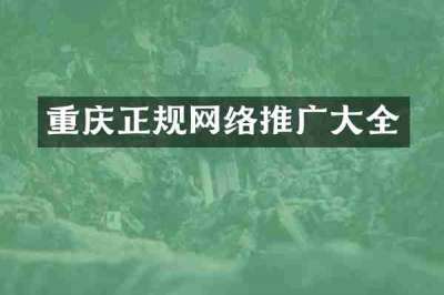 重庆正规网络推广大全