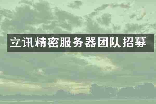 立讯精密服务器团队招募