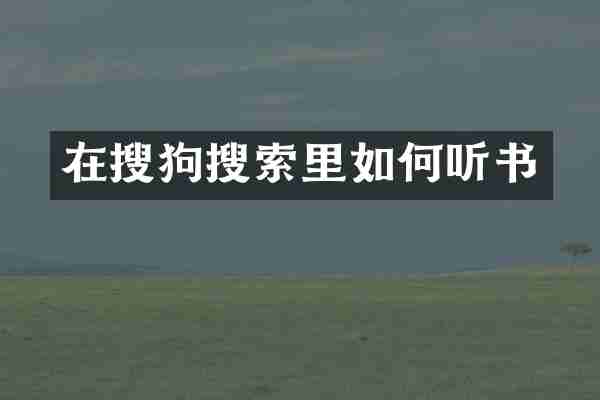 在搜狗搜索里如何听书