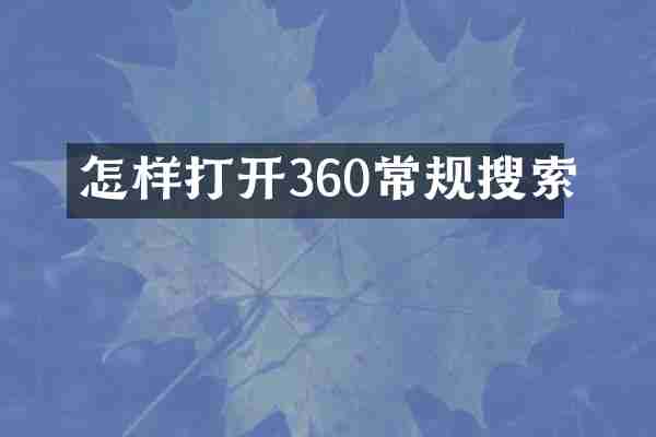 怎样打开360常规搜索