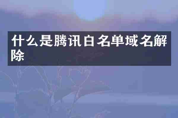 什么是腾讯白名单域名解除
