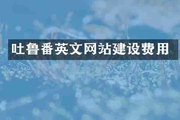 吐鲁番英文网站建设费用
