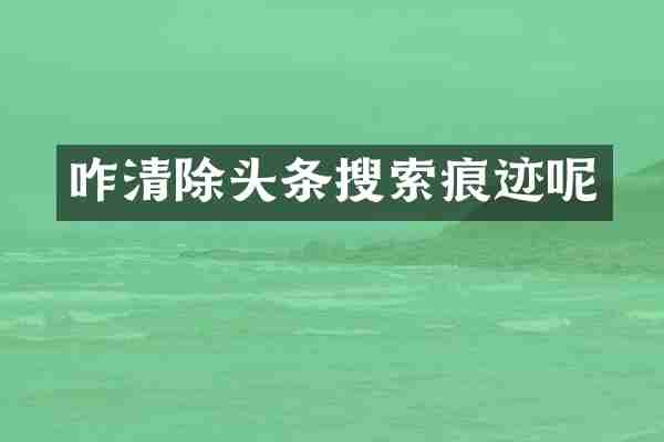 咋清除头条搜索痕迹呢