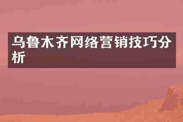 乌鲁木齐网络营销技巧分析