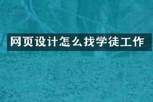 网页设计怎么找学徒工作